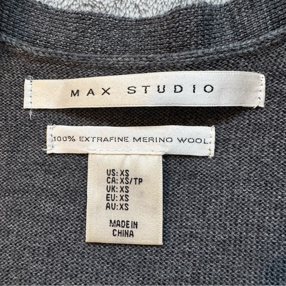 Max Studio 100% Extra Fine Merino Wool Duster Cardigan - Grey/Gray XS fits S too - Picture 2 of 14